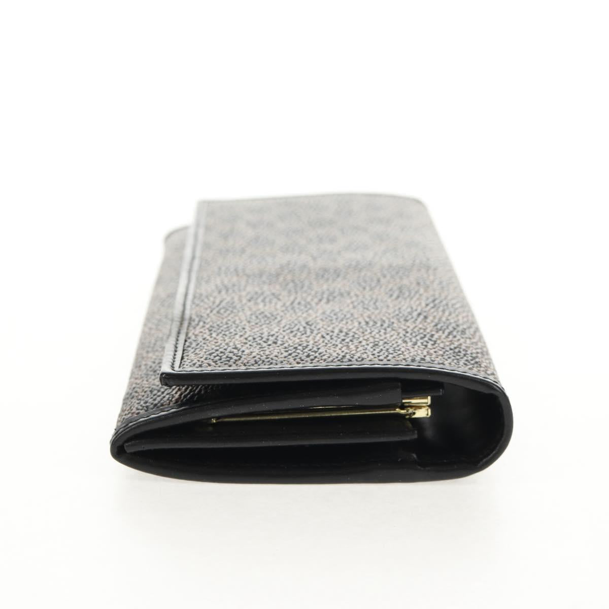 CELINE Macadam Canvas Long Wallet PVC Leather Black Auth am9298V