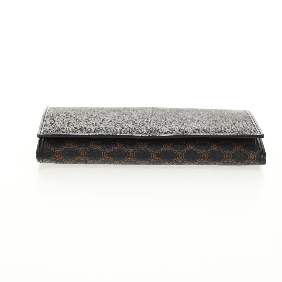 CELINE Macadam Canvas Long Wallet PVC Leather Black Auth am9298V
