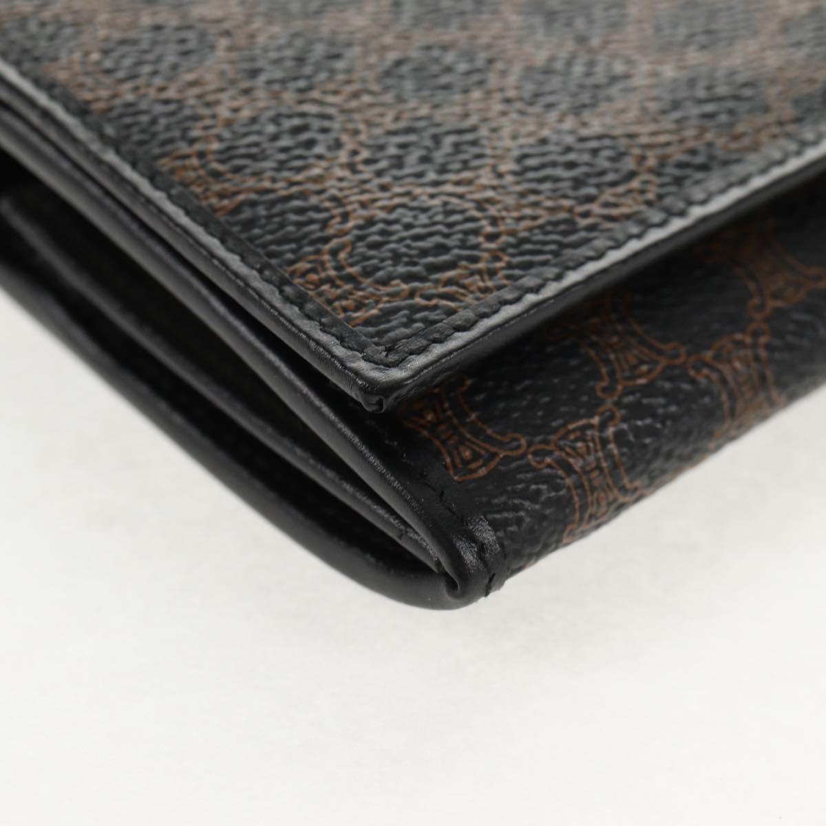 CELINE Macadam Canvas Long Wallet PVC Leather Black Auth am9298V