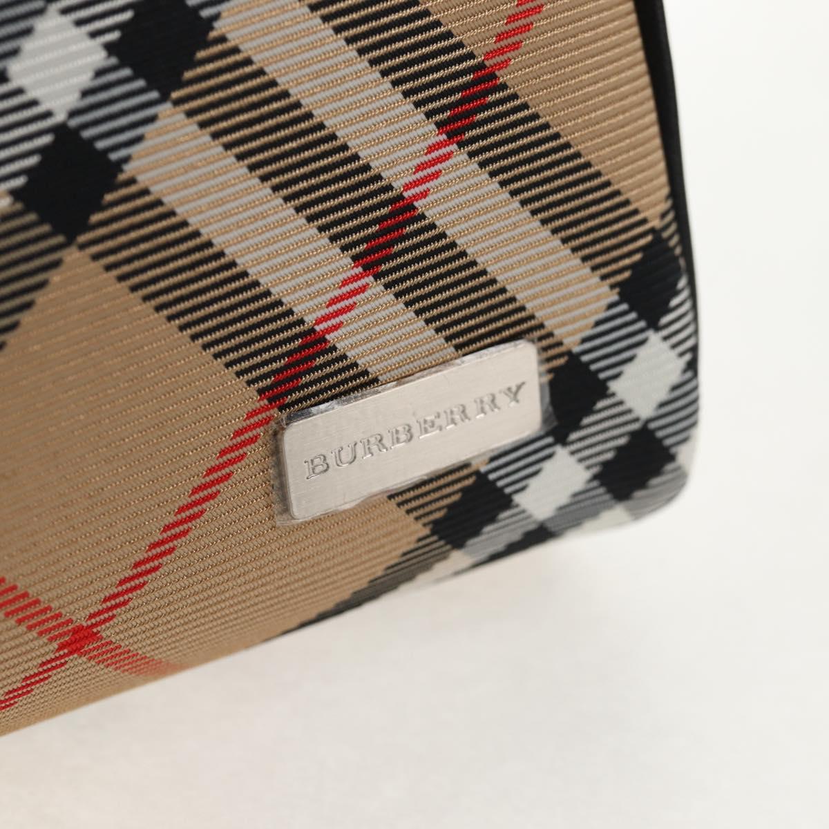 BURBERRY Nova Check Pouch Canvas Beige Silver Auth am9306V