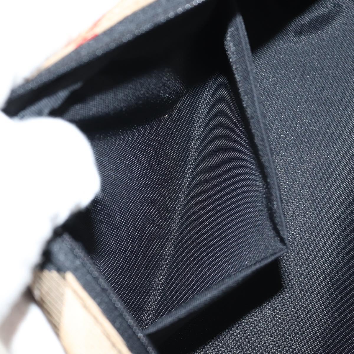 BURBERRY Nova Check Pouch Canvas Beige Silver Auth am9306V