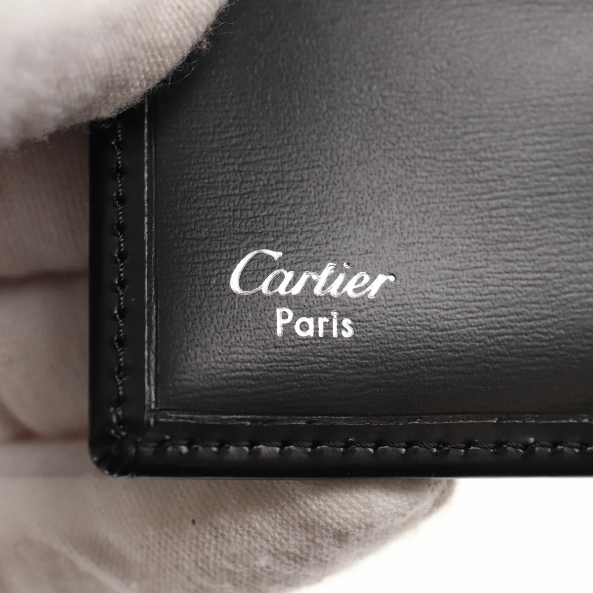CARTIER Bifold Wallet Leather Black Auth am9307V