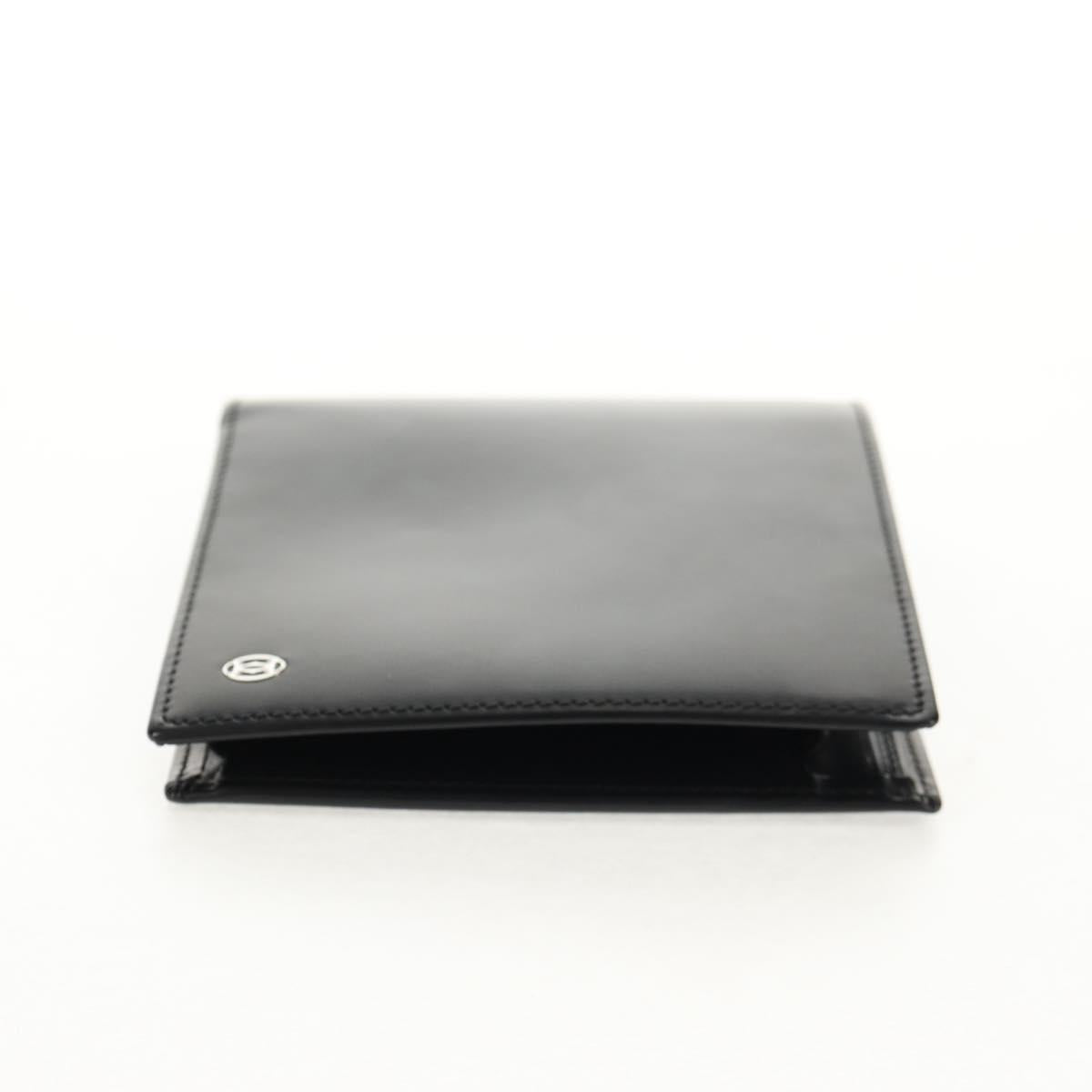 CARTIER Bifold Wallet Leather Black Auth am9307V