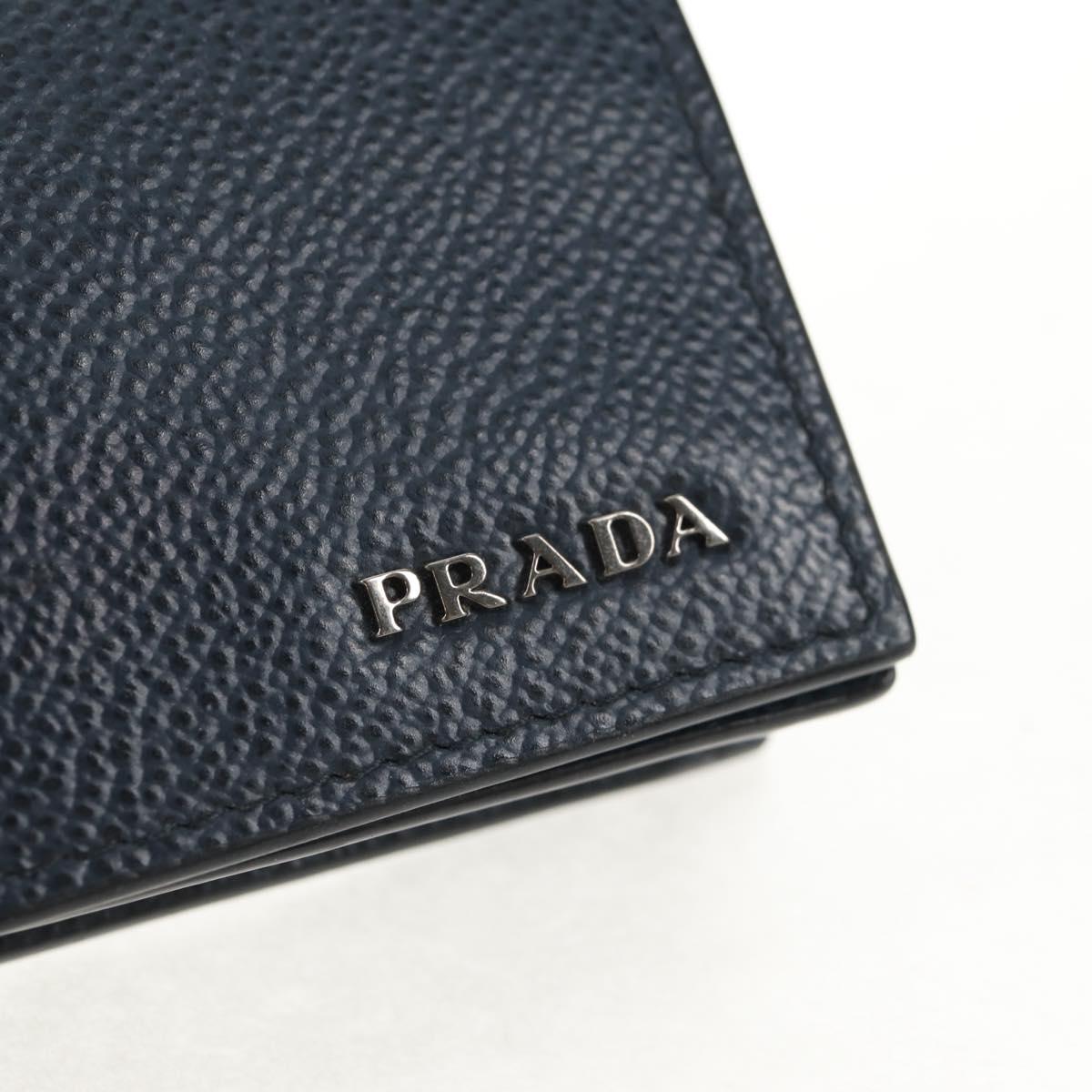PRADA Card Case Leather Navy Auth am9308V