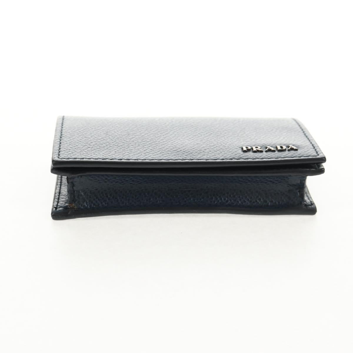 PRADA Card Case Leather Navy Auth am9308V