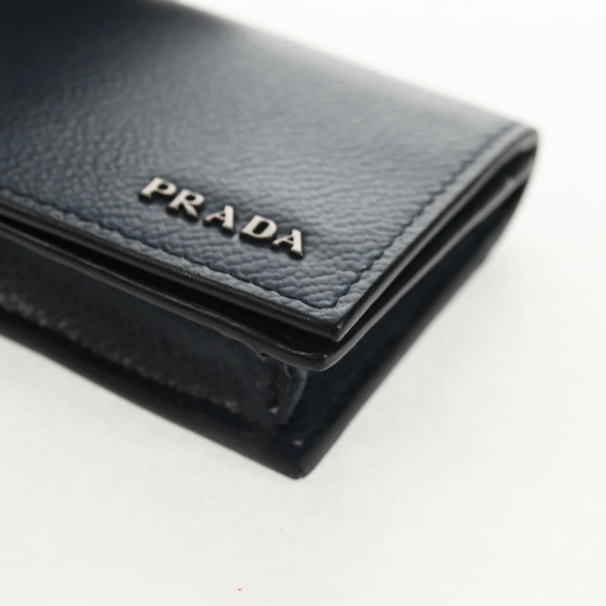 PRADA Card Case Leather Navy Auth am9308V