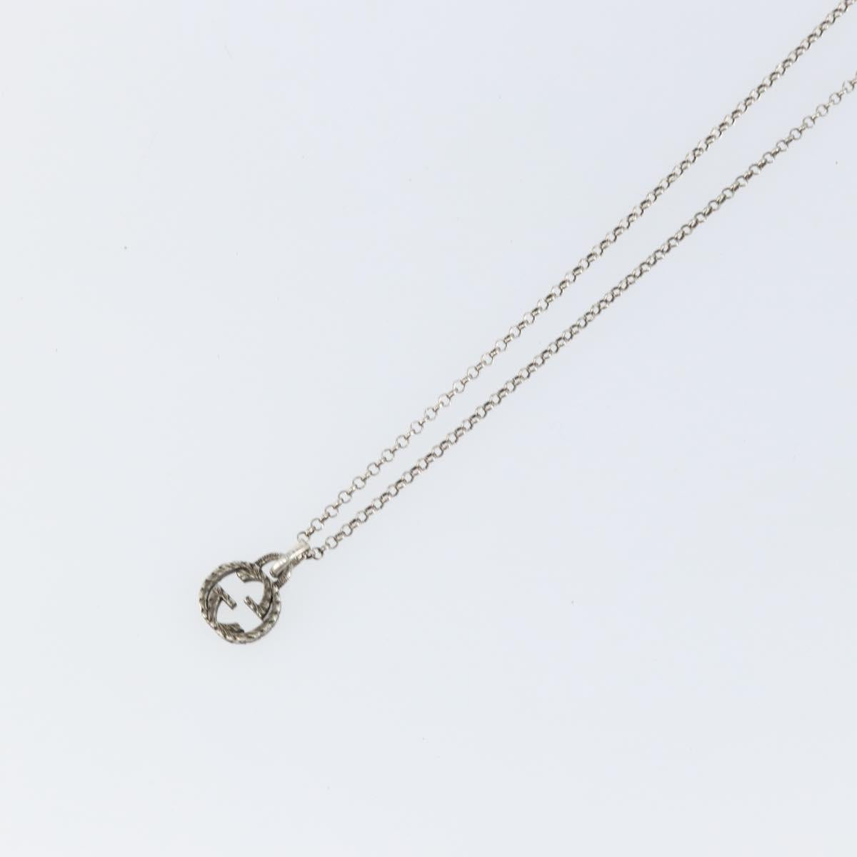 GUCCI Interlocking Necklace Ag925 Silver Auth am9313
