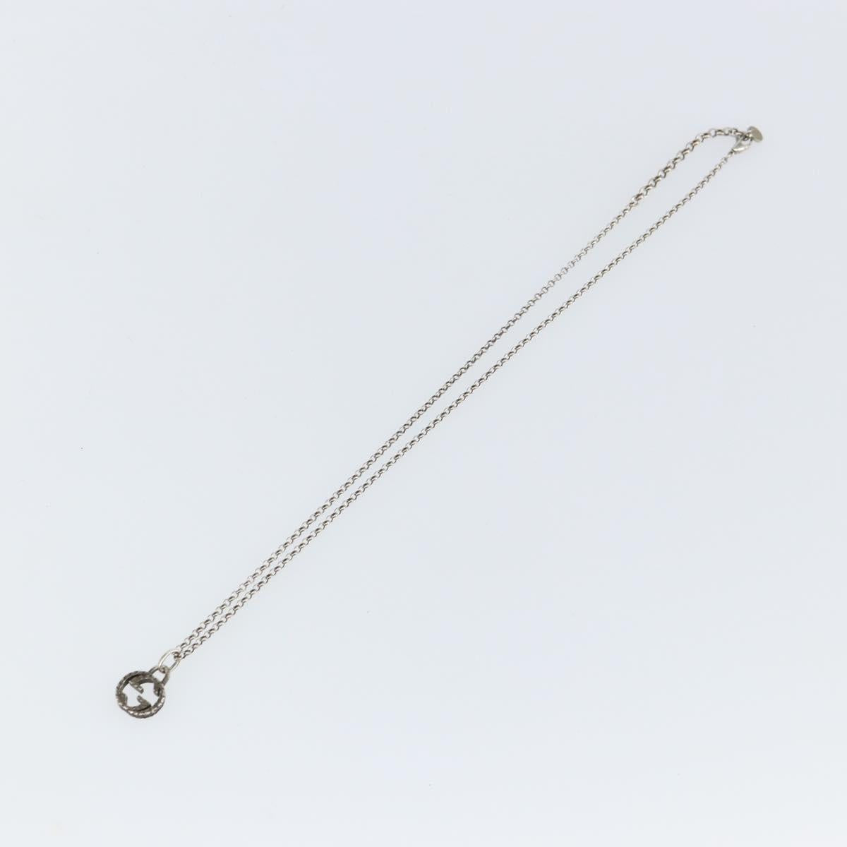GUCCI Interlocking Necklace Ag925 Silver Auth am9313