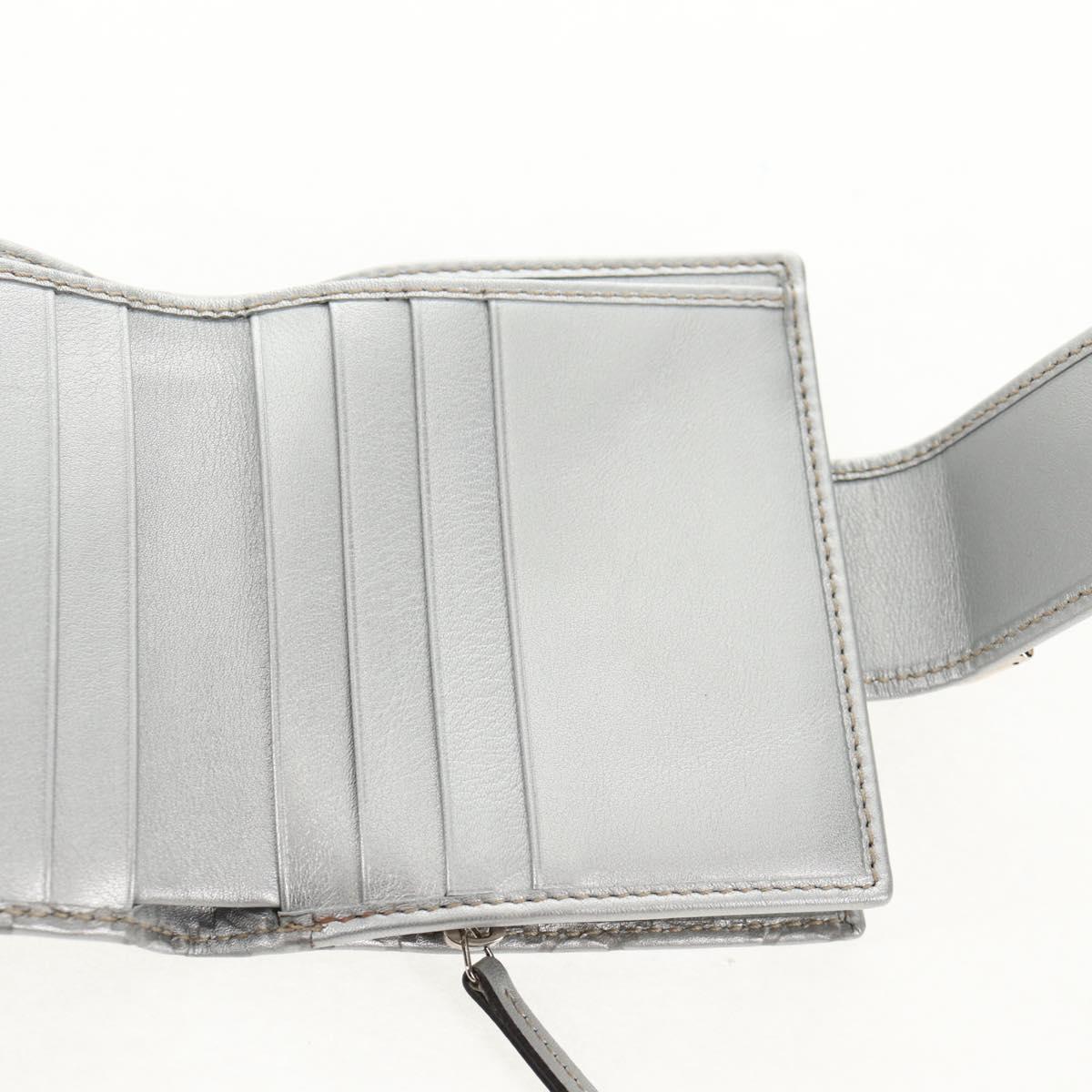 GUCCI GG Canvas Abbey Guccissima Bifold Wallet Leather Silver 154205 Auth am9314V