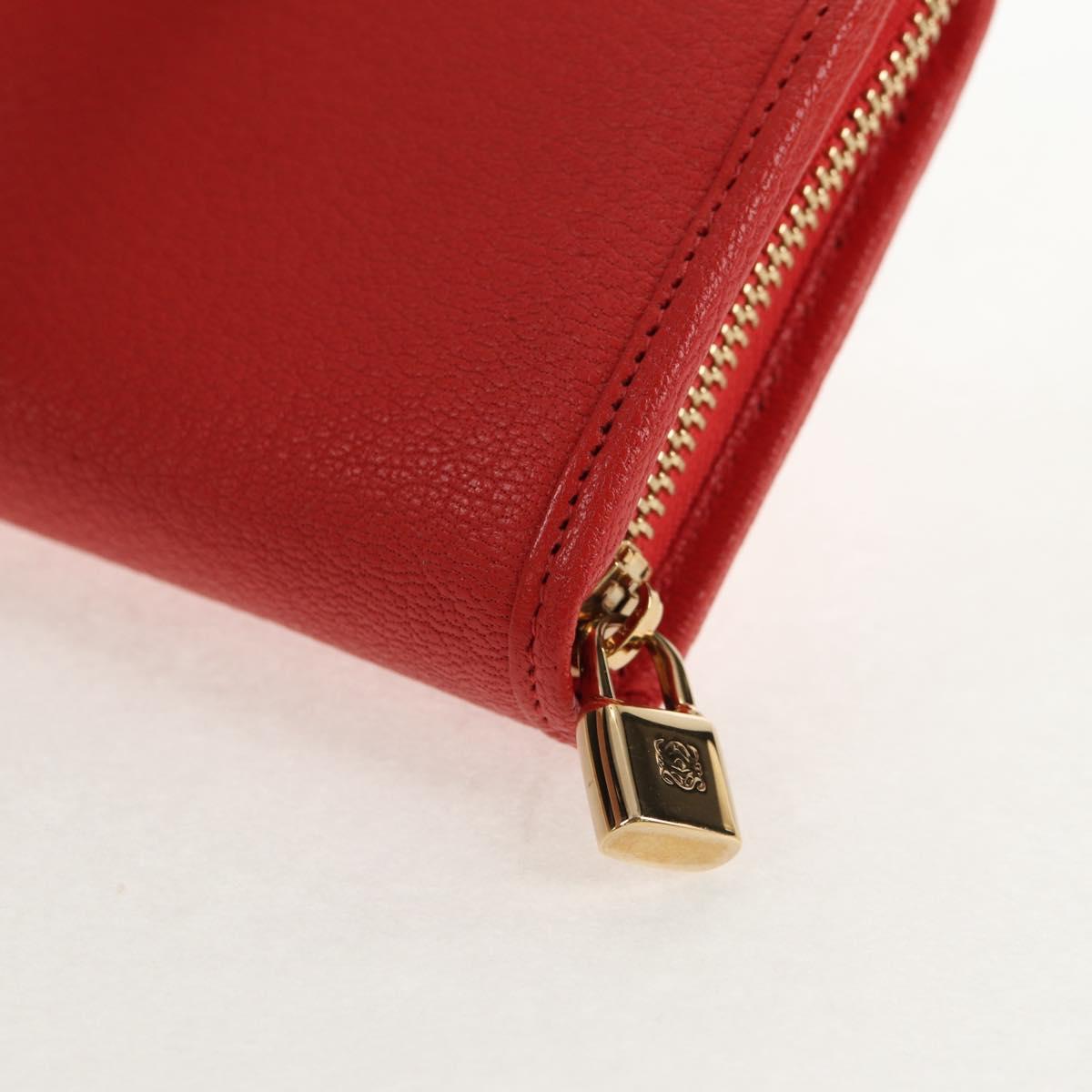 LOEWE Anagram Long Wallet Leather Red Auth am9318V