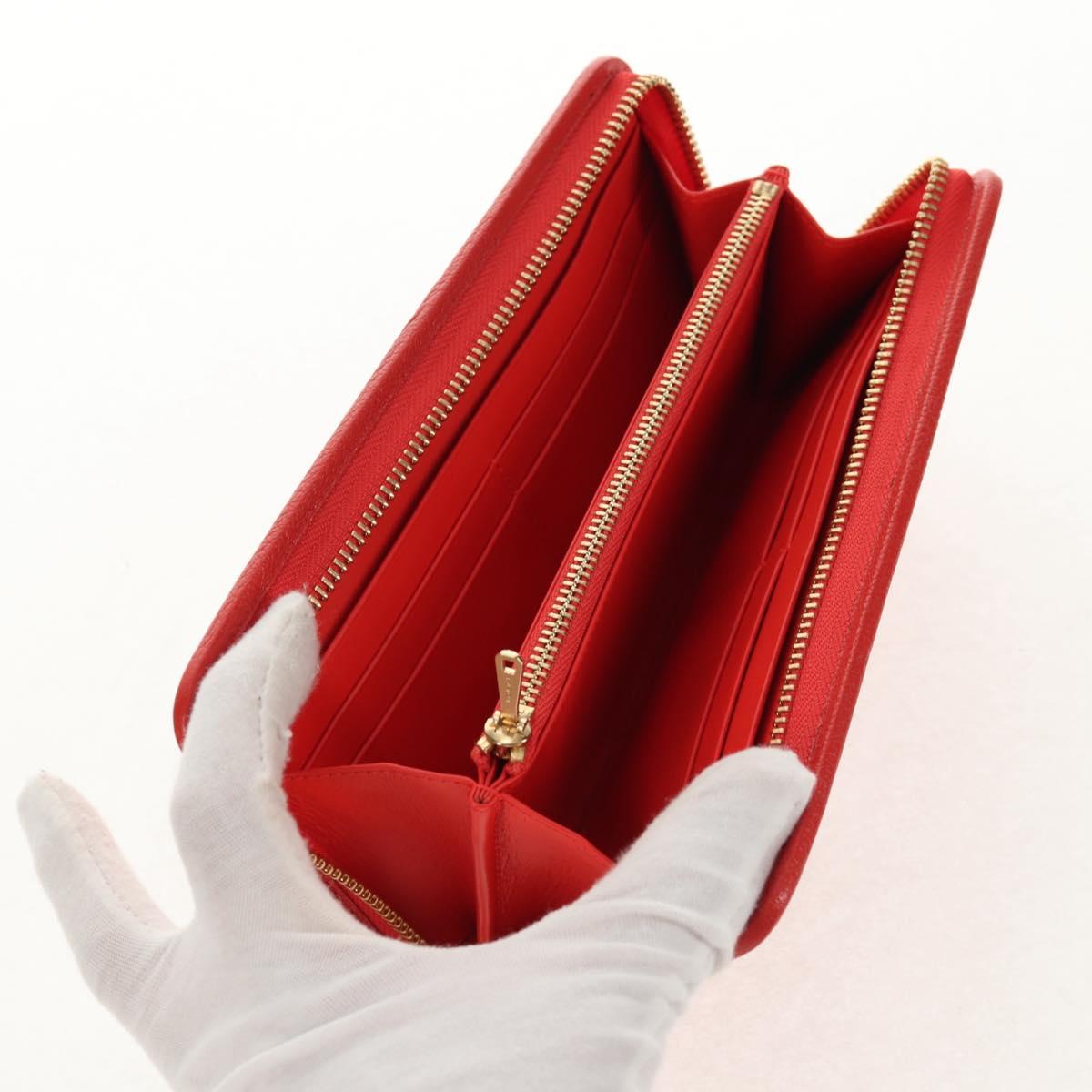 LOEWE Anagram Long Wallet Leather Red Auth am9318V