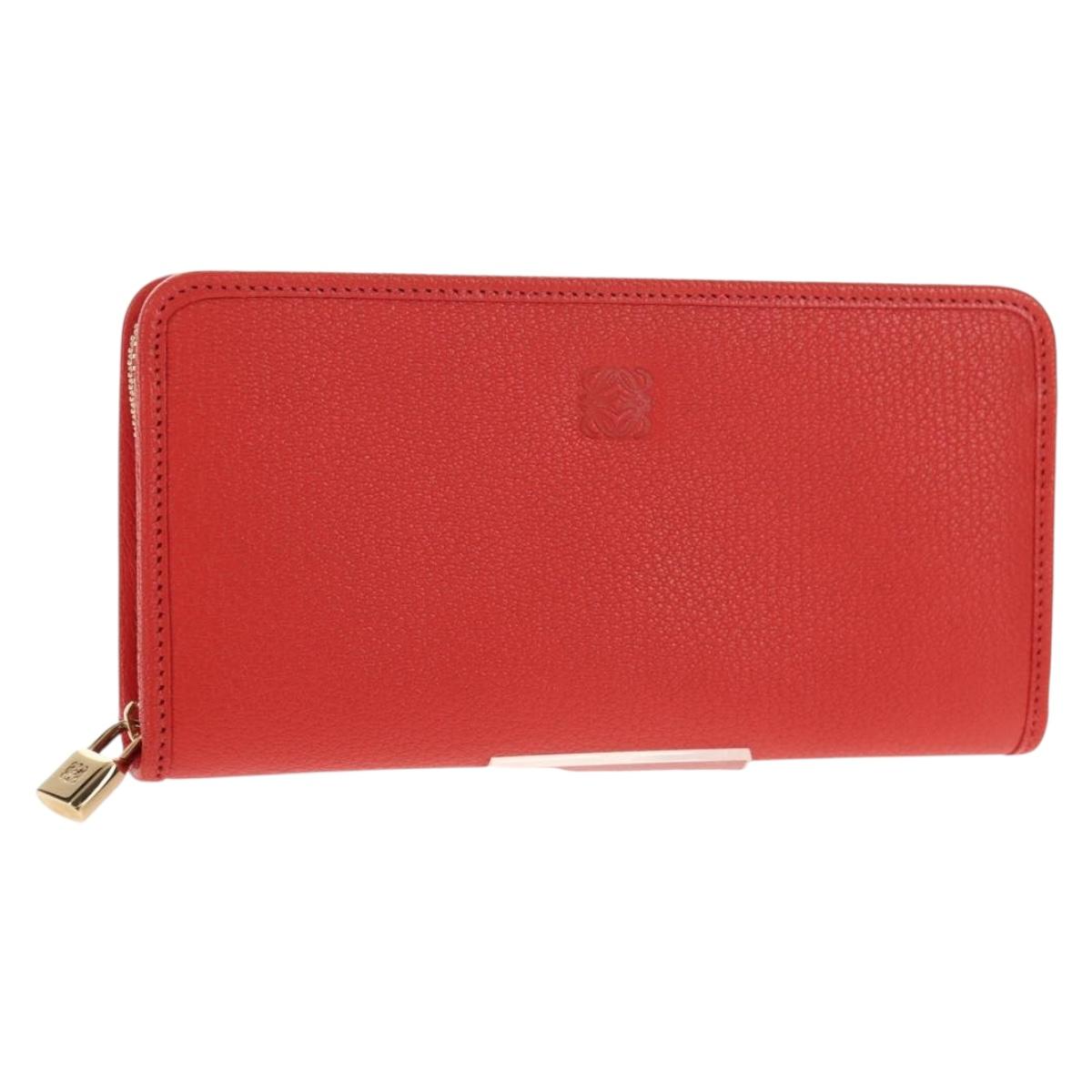 LOEWE Anagram Long Wallet Leather Red Auth am9318V