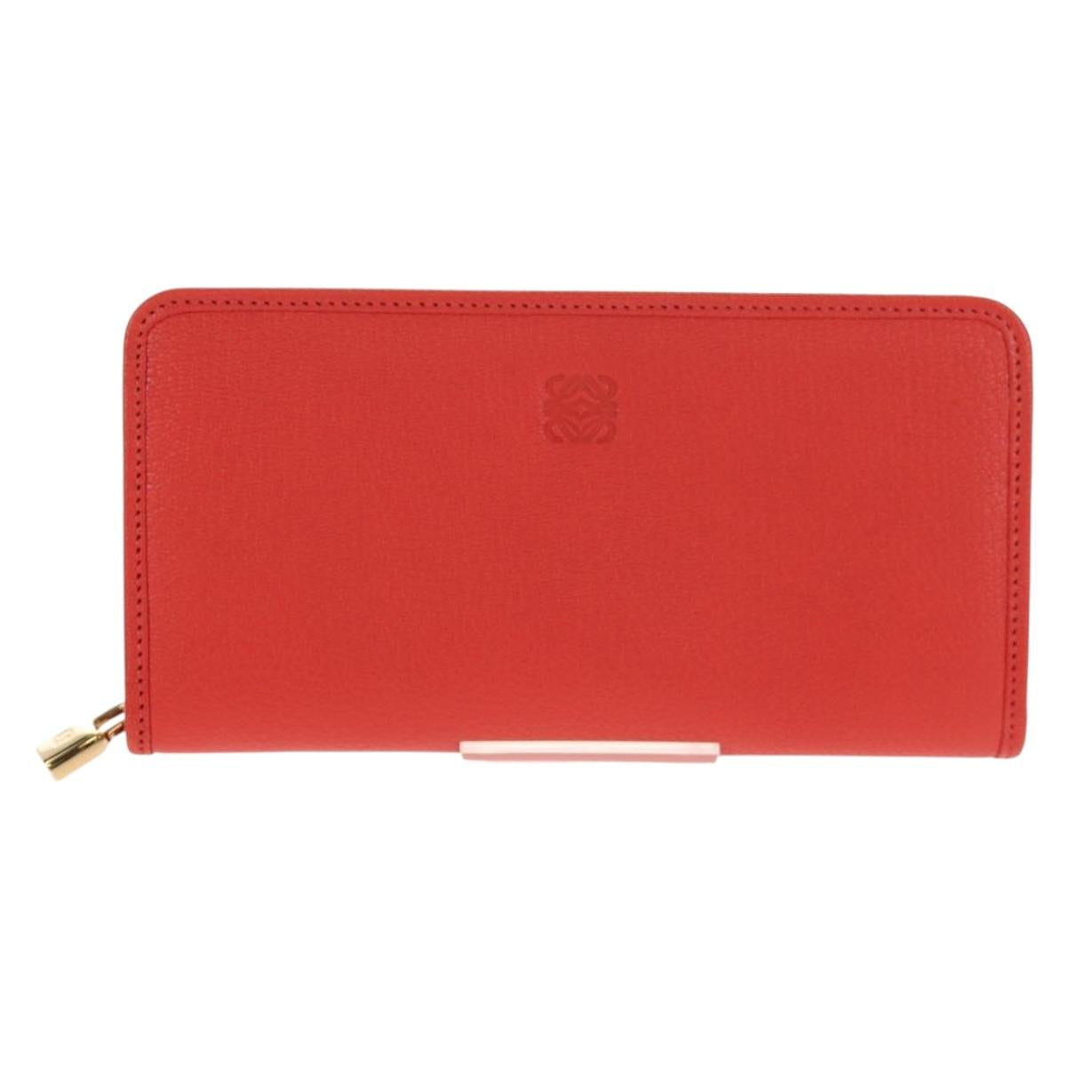 LOEWE Anagram Long Wallet Leather Red Auth am9318V