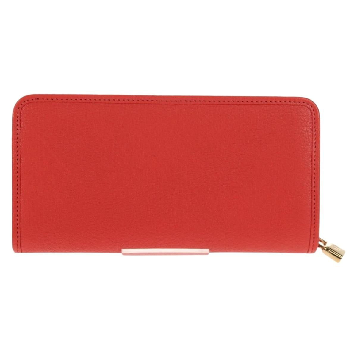 LOEWE Anagram Long Wallet Leather Red Auth am9318V