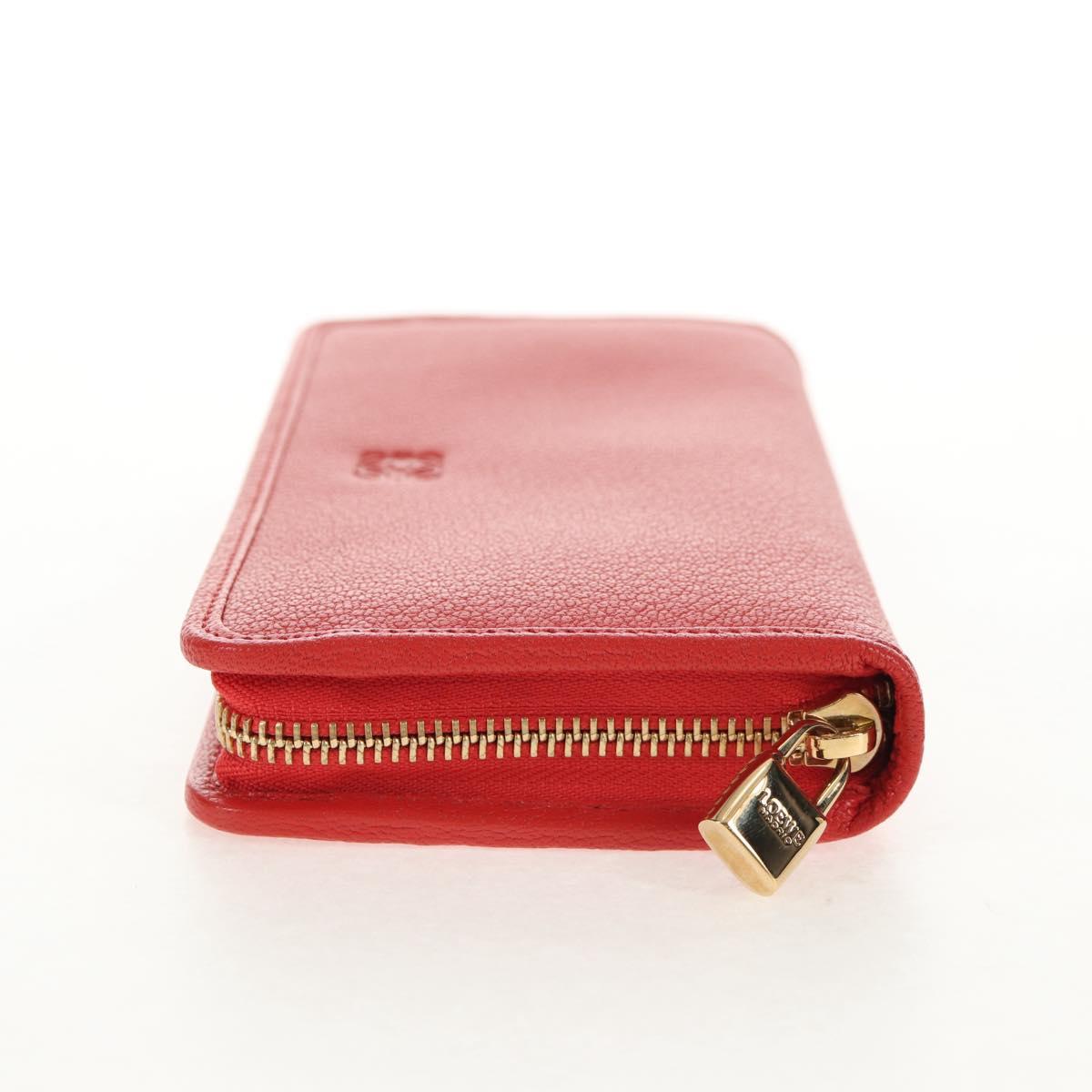 LOEWE Anagram Long Wallet Leather Red Auth am9318V