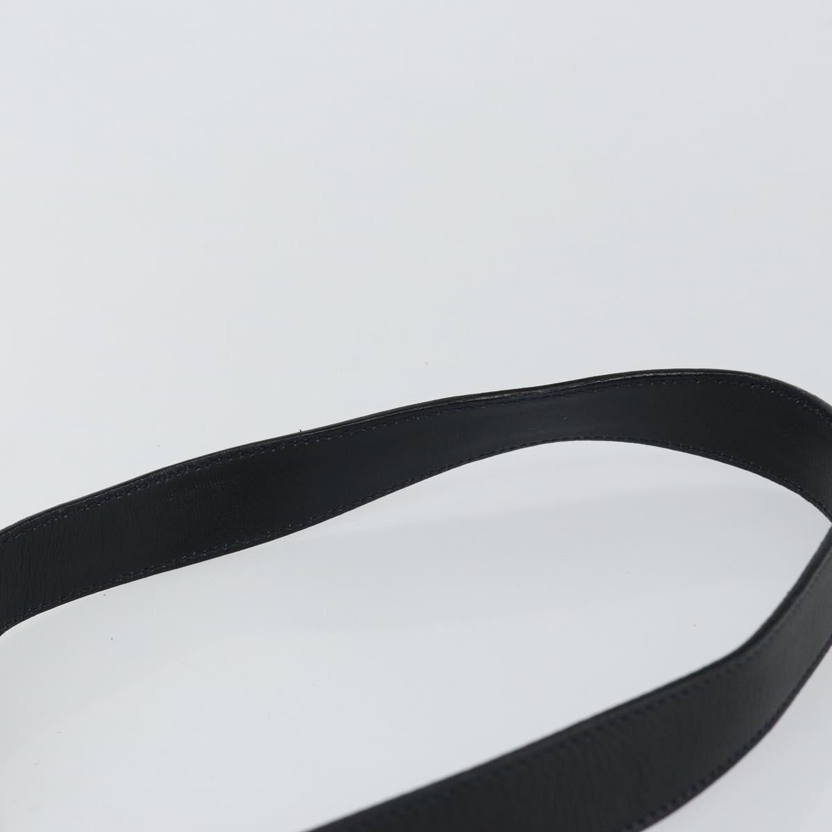 CELINE Shoulder Bag Leather Navy Gold Auth am9321