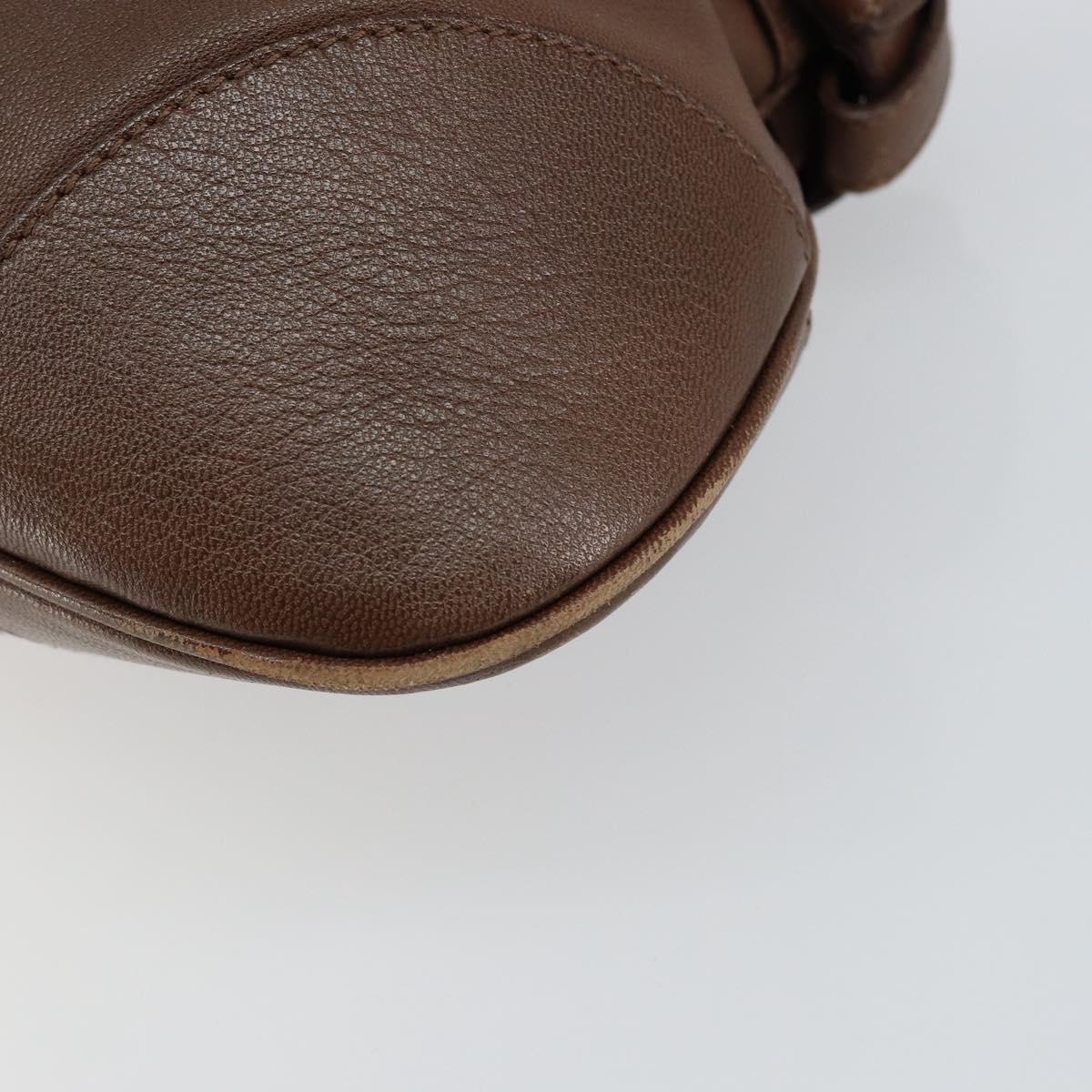 Salvatore Ferragamo Gancini Shoulder Bag Leather Brown Auth am9322