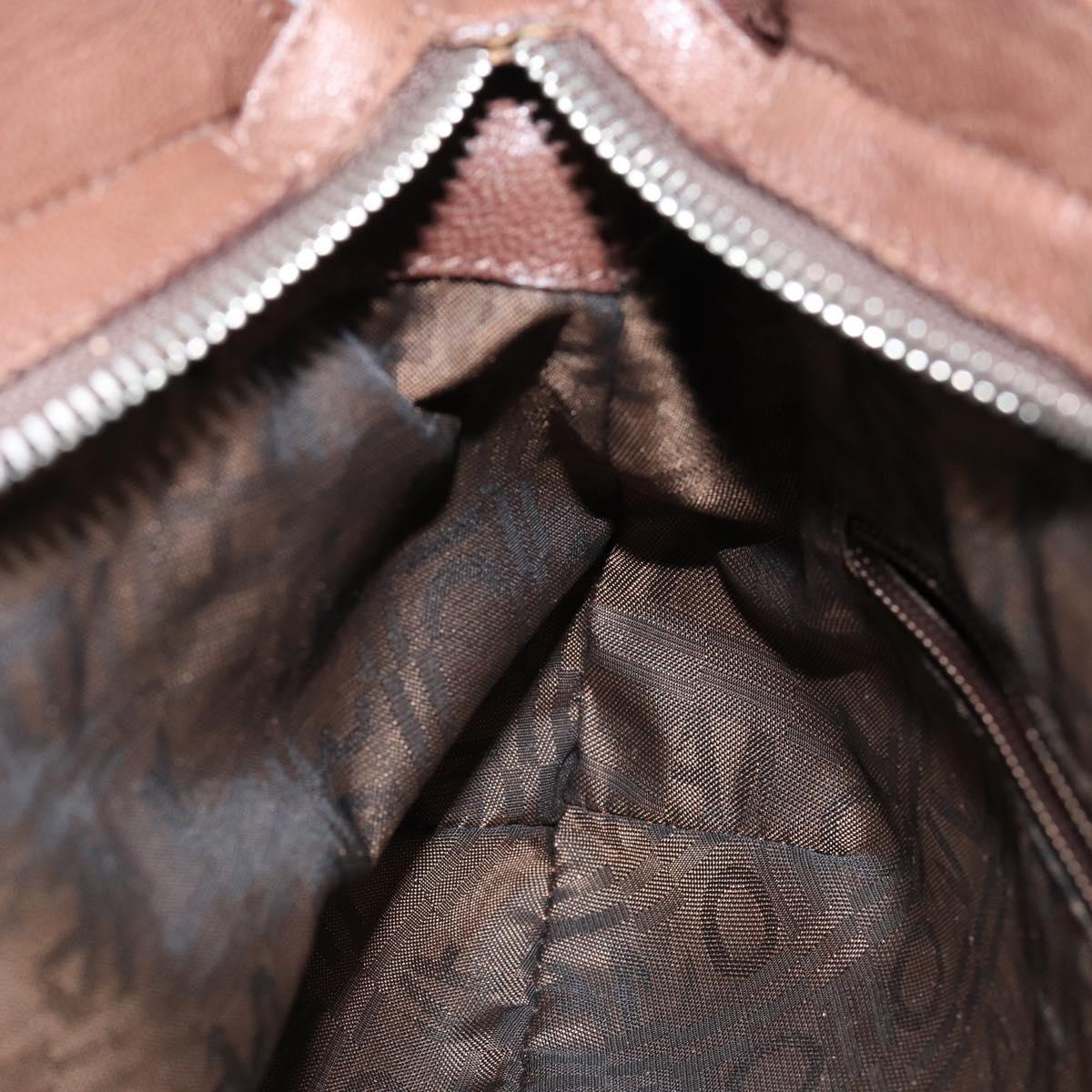 Salvatore Ferragamo Gancini Shoulder Bag Leather Brown Auth am9322