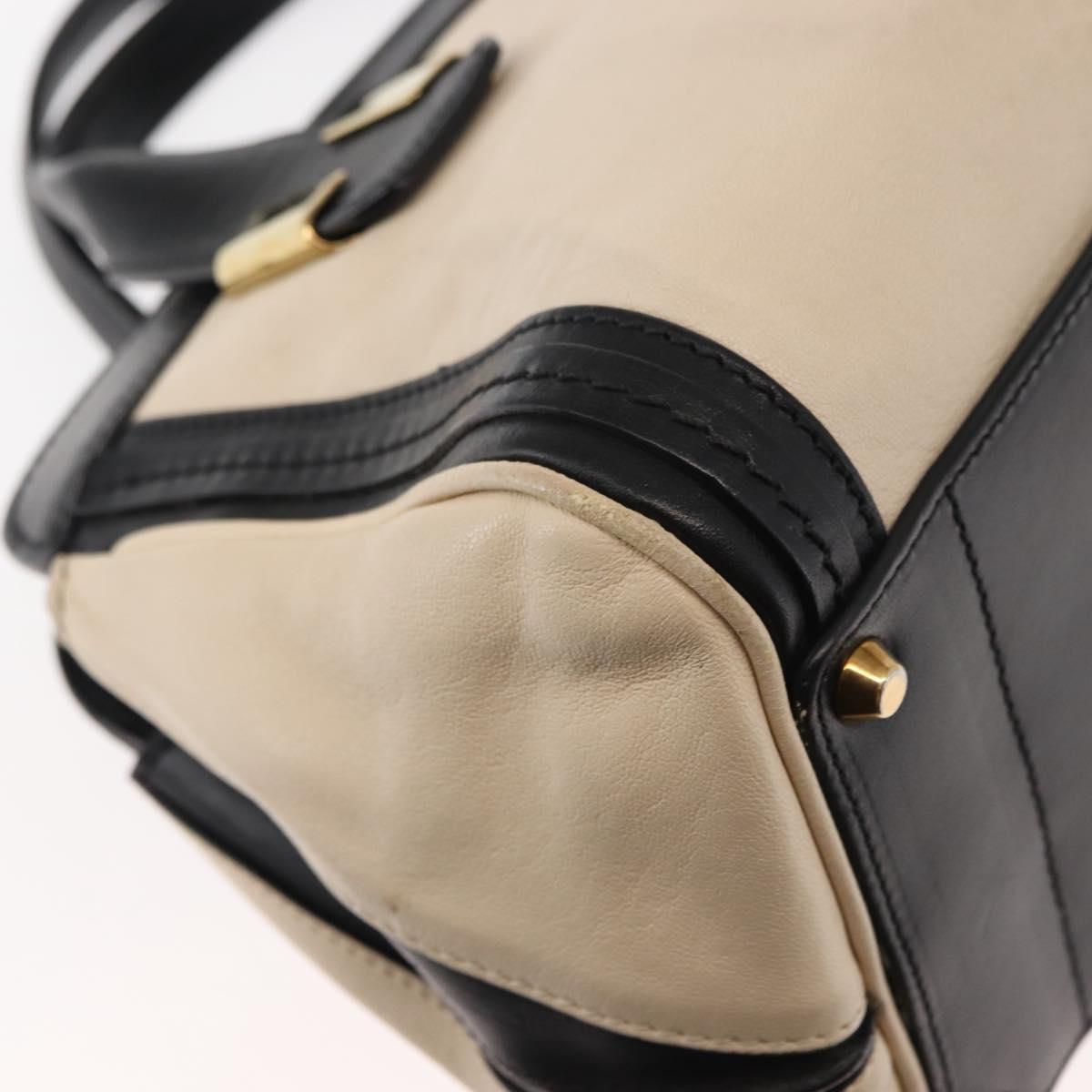 Chloe Little Alice Hand Bag Leather 2way White Gold Auth am9323