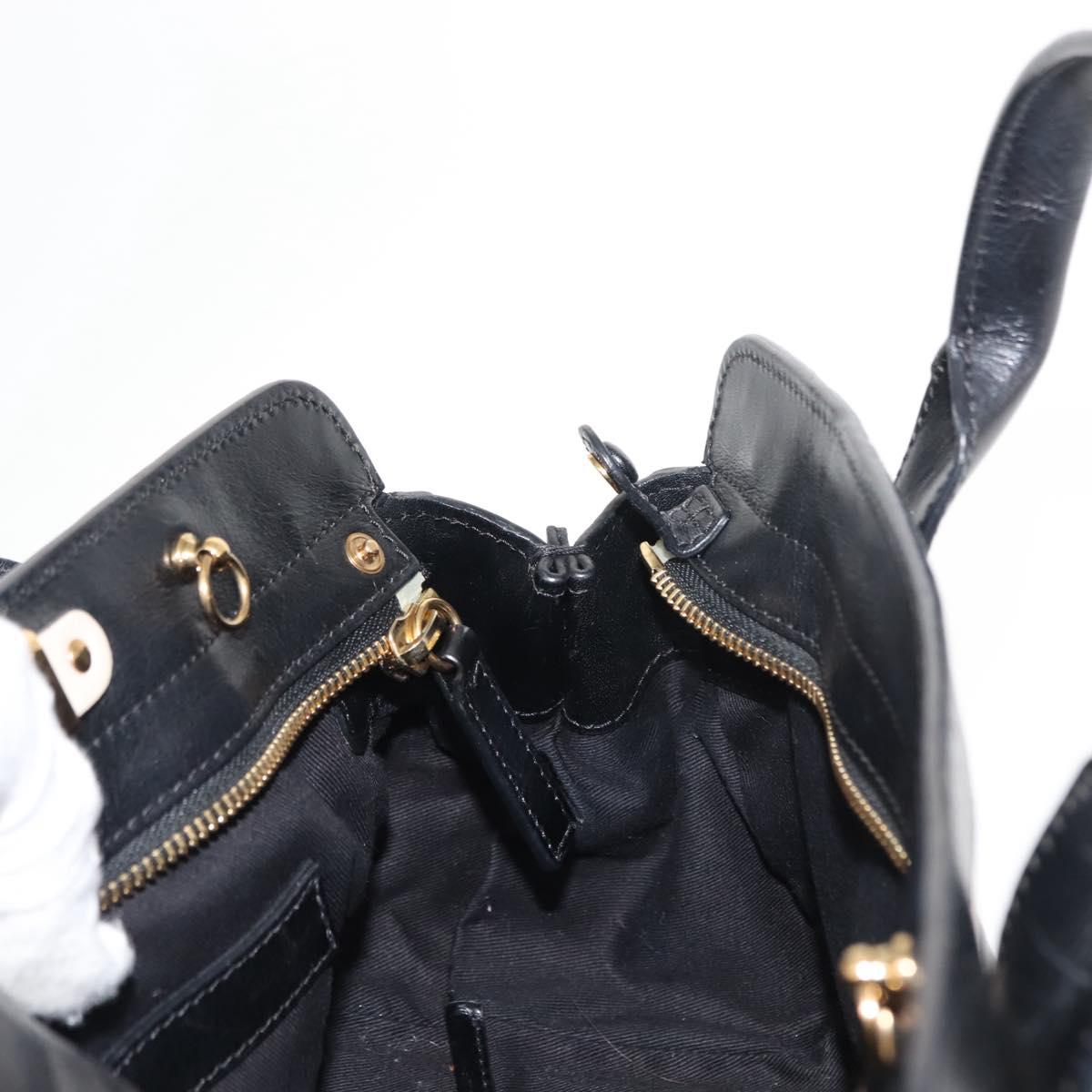 Chloe Little Alice Hand Bag Leather 2way White Gold Auth am9323