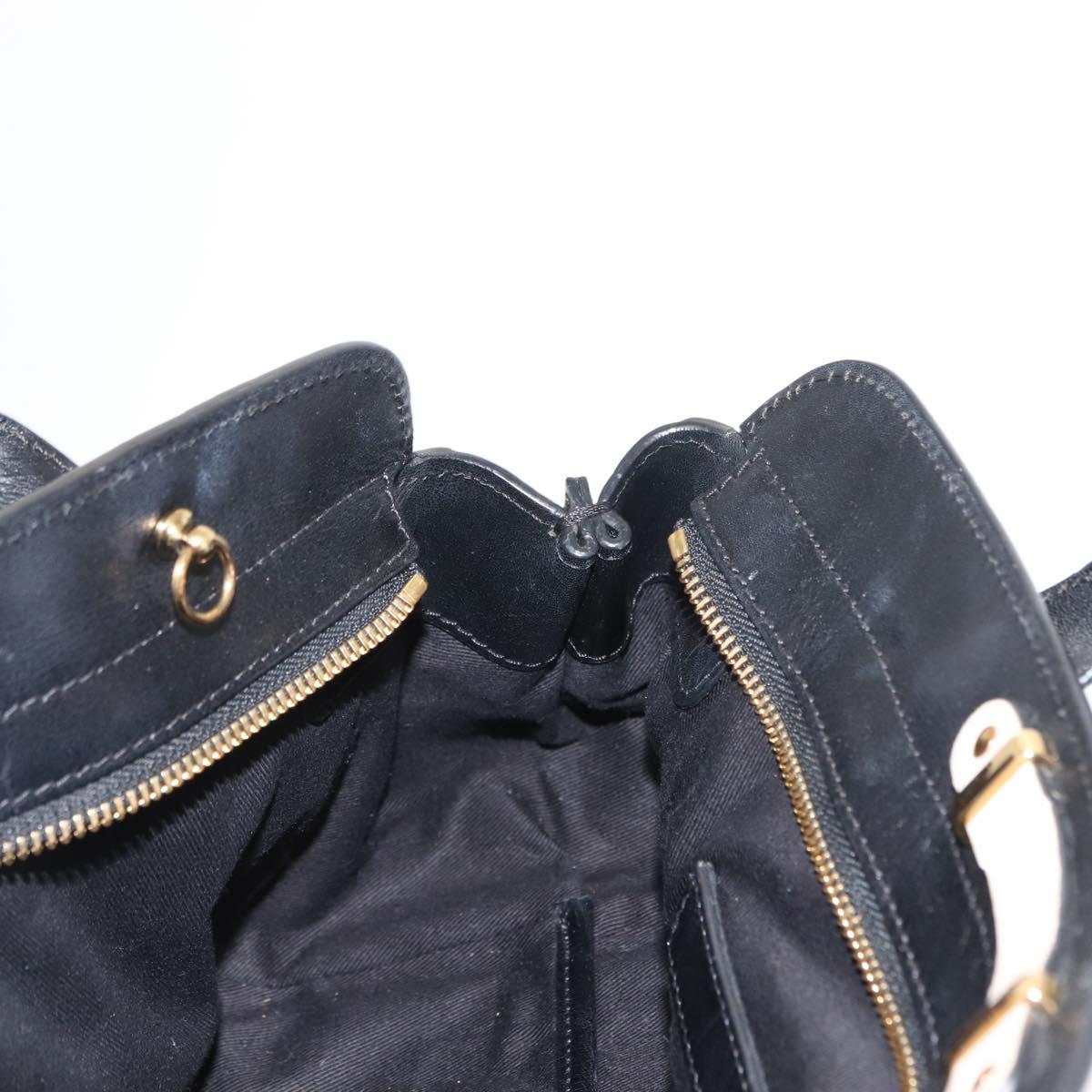 Chloe Little Alice Hand Bag Leather 2way White Gold Auth am9323