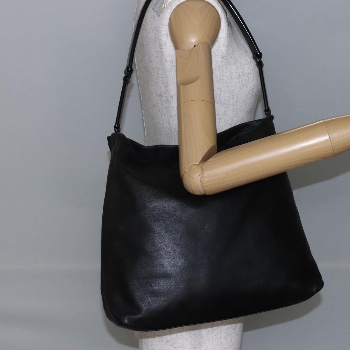PRADA Shoulder Bag Leather Black Auth am9325
