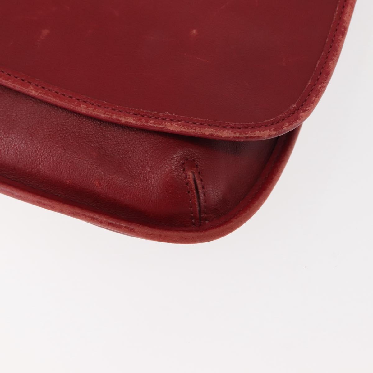 Coach Shoulder Bag Leather Red Auth am9326