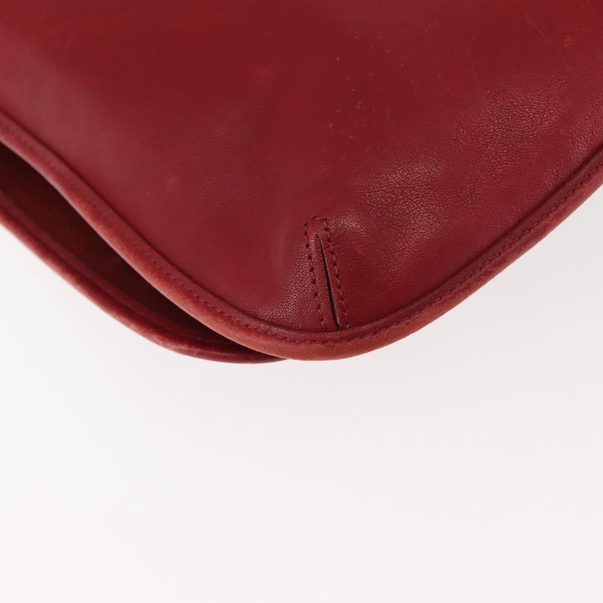 Coach Shoulder Bag Leather Red Auth am9326
