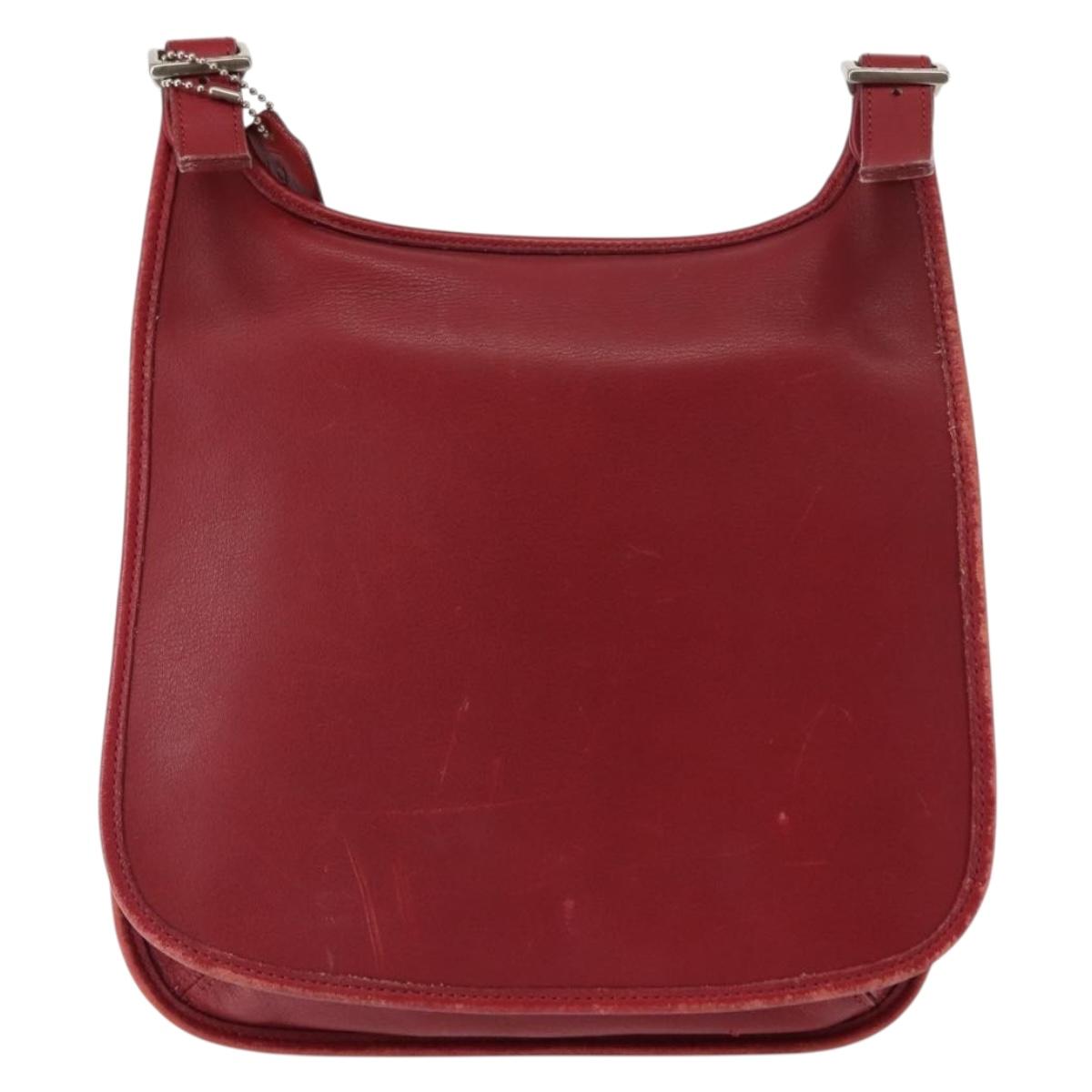 Coach Shoulder Bag Leather Red Auth am9326