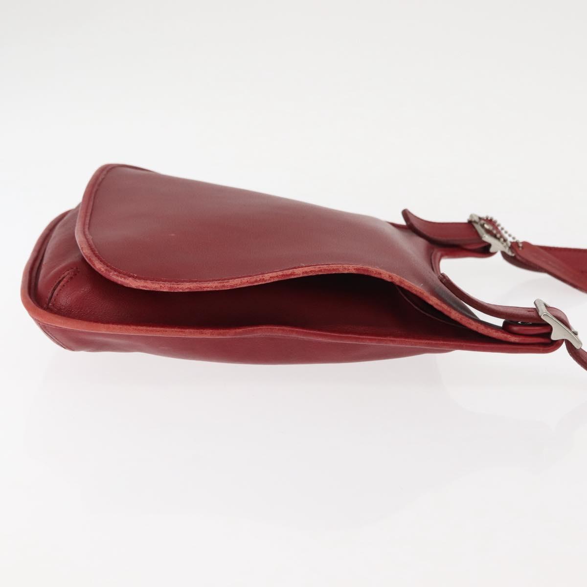 Coach Shoulder Bag Leather Red Auth am9326