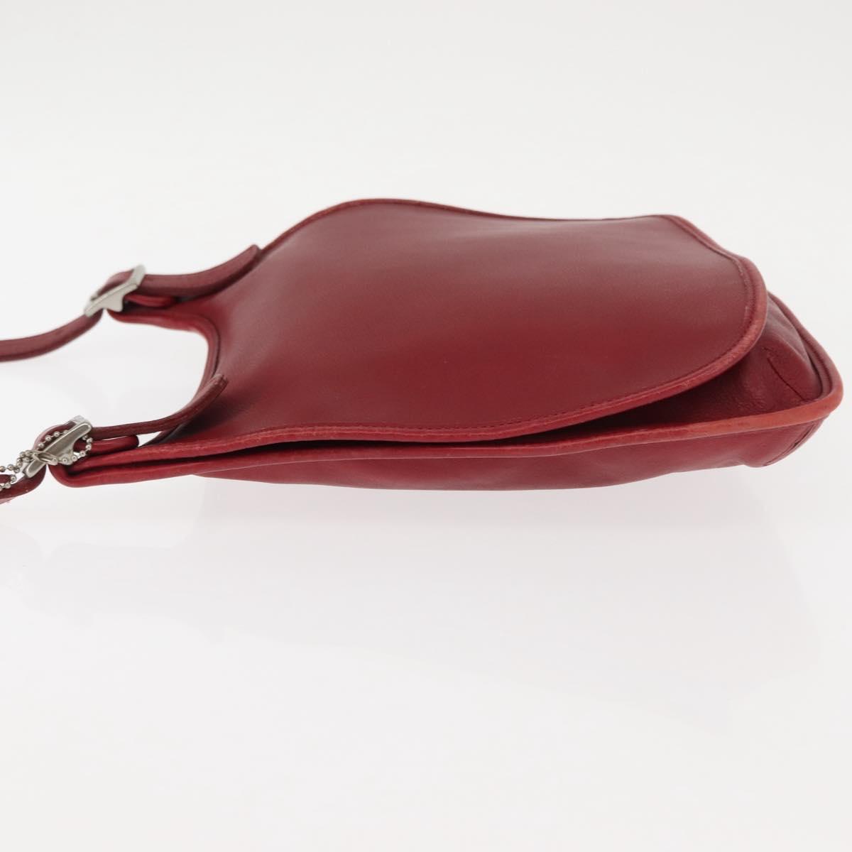 Coach Shoulder Bag Leather Red Auth am9326