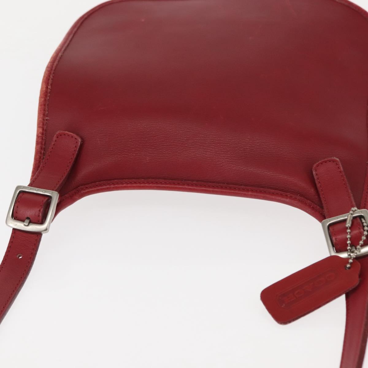 Coach Shoulder Bag Leather Red Auth am9326