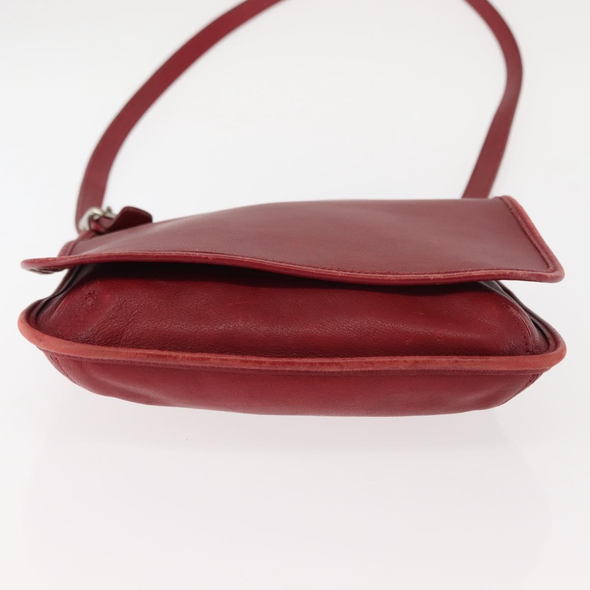 Coach Shoulder Bag Leather Red Auth am9326
