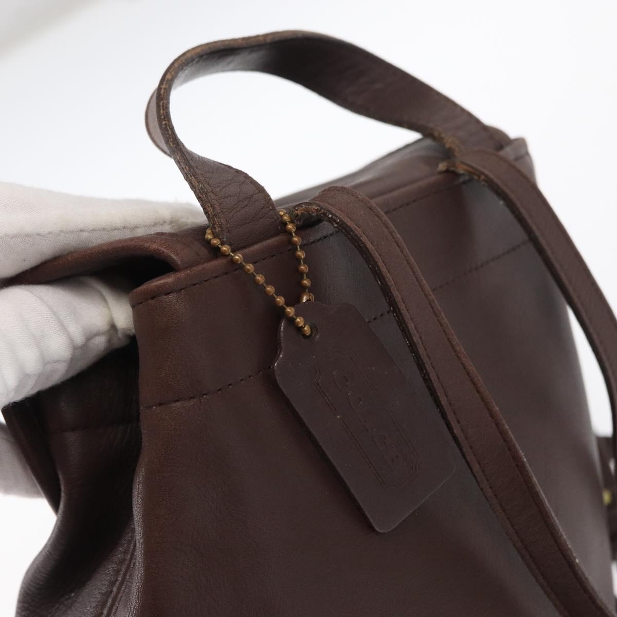Coach Backpack Leather Brown Gold Auth am9327