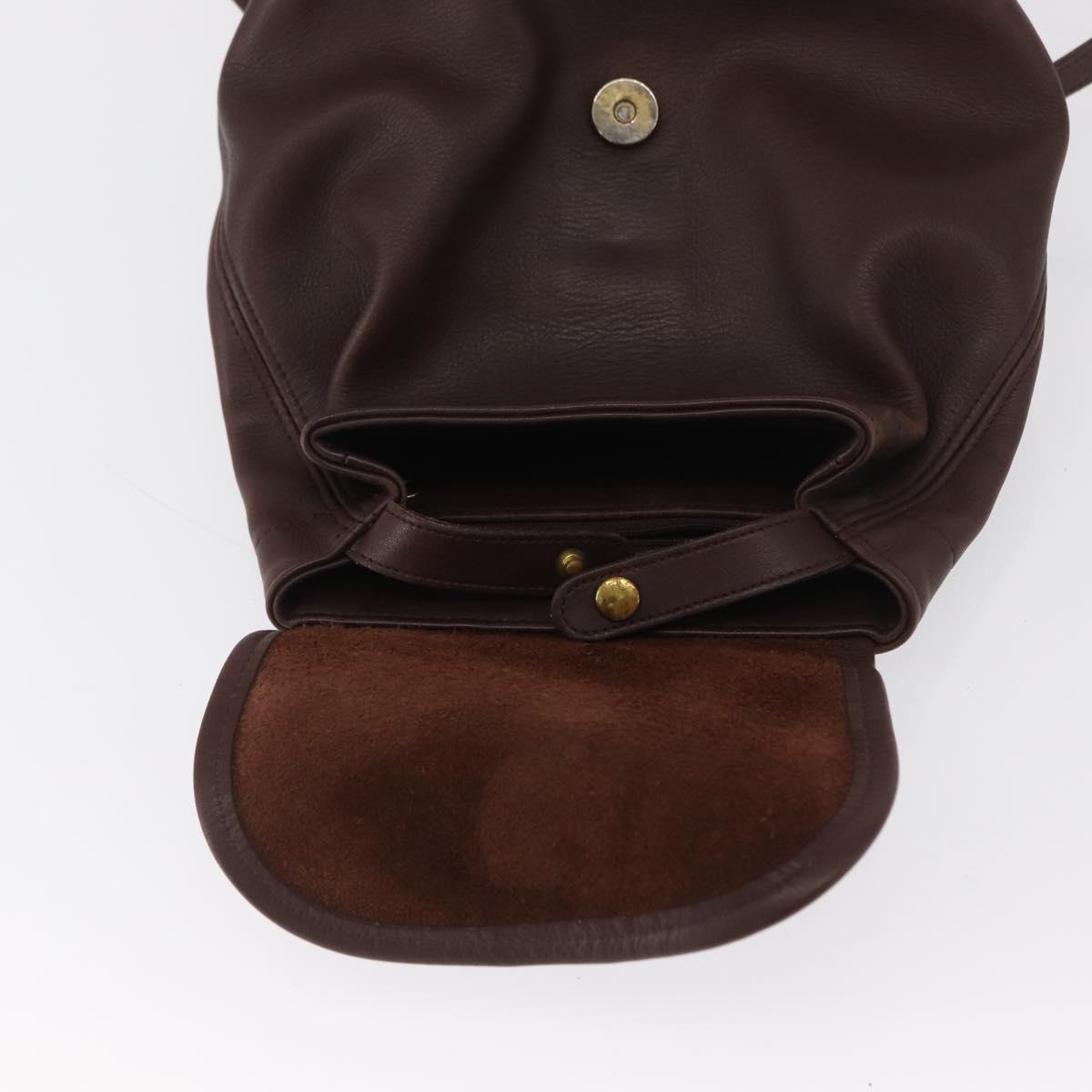 Coach Backpack Leather Brown Gold Auth am9327