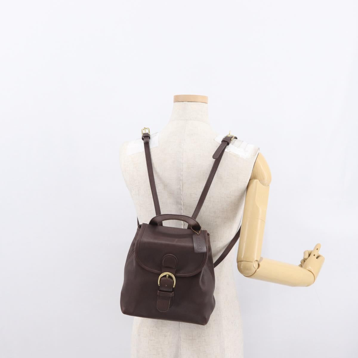 Coach Backpack Leather Brown Gold Auth am9327