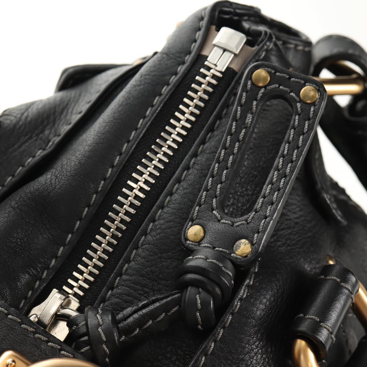 Chloe Paddington Shoulder Bag Leather 2way Black Auth am9330V