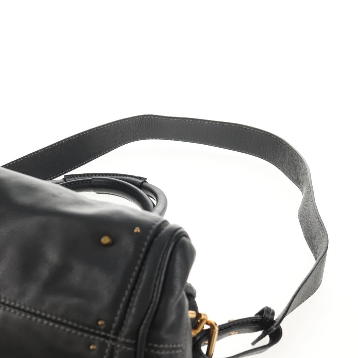 Chloe Paddington Shoulder Bag Leather 2way Black Auth am9330V