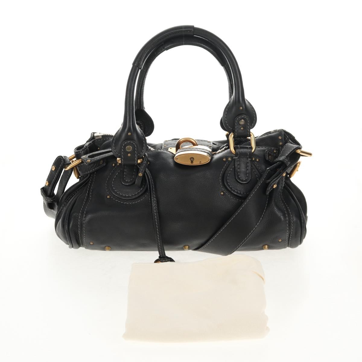 Chloe Paddington Shoulder Bag Leather 2way Black Auth am9330V
