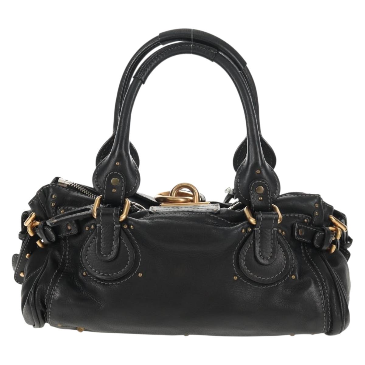 Chloe Paddington Shoulder Bag Leather 2way Black Auth am9330V