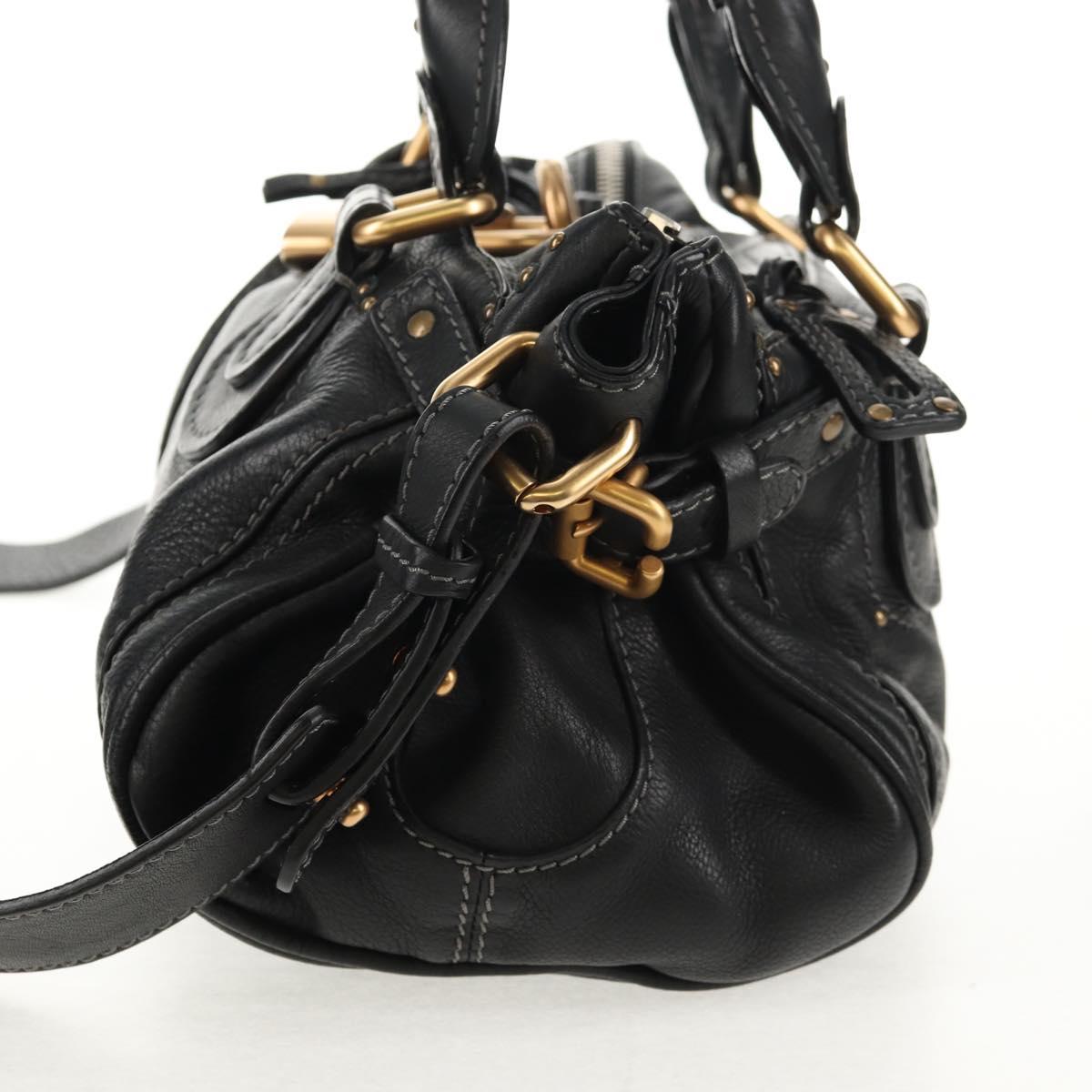 Chloe Paddington Shoulder Bag Leather 2way Black Auth am9330V