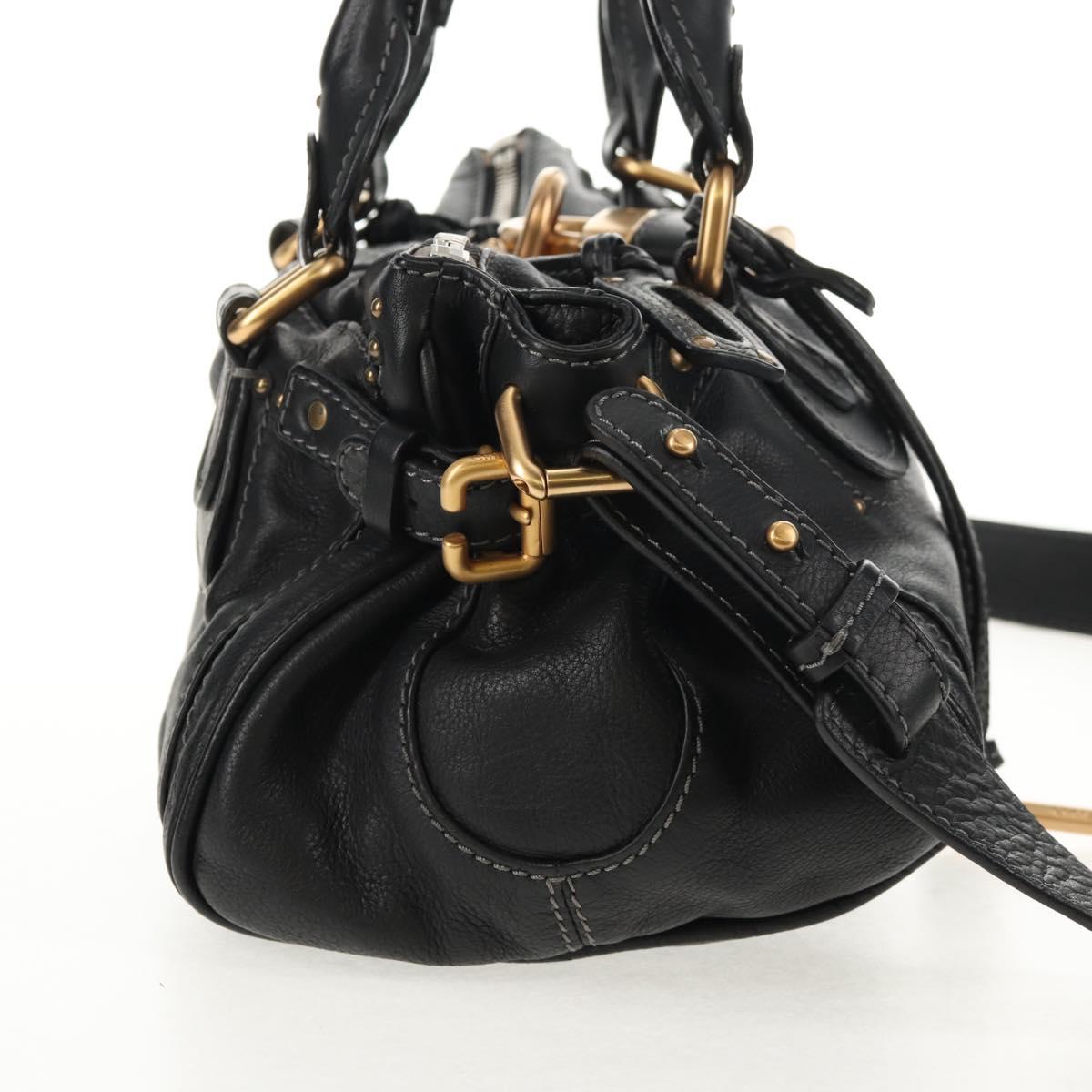 Chloe Paddington Shoulder Bag Leather 2way Black Auth am9330V