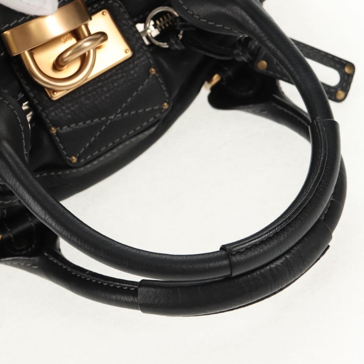 Chloe Paddington Shoulder Bag Leather 2way Black Auth am9330V