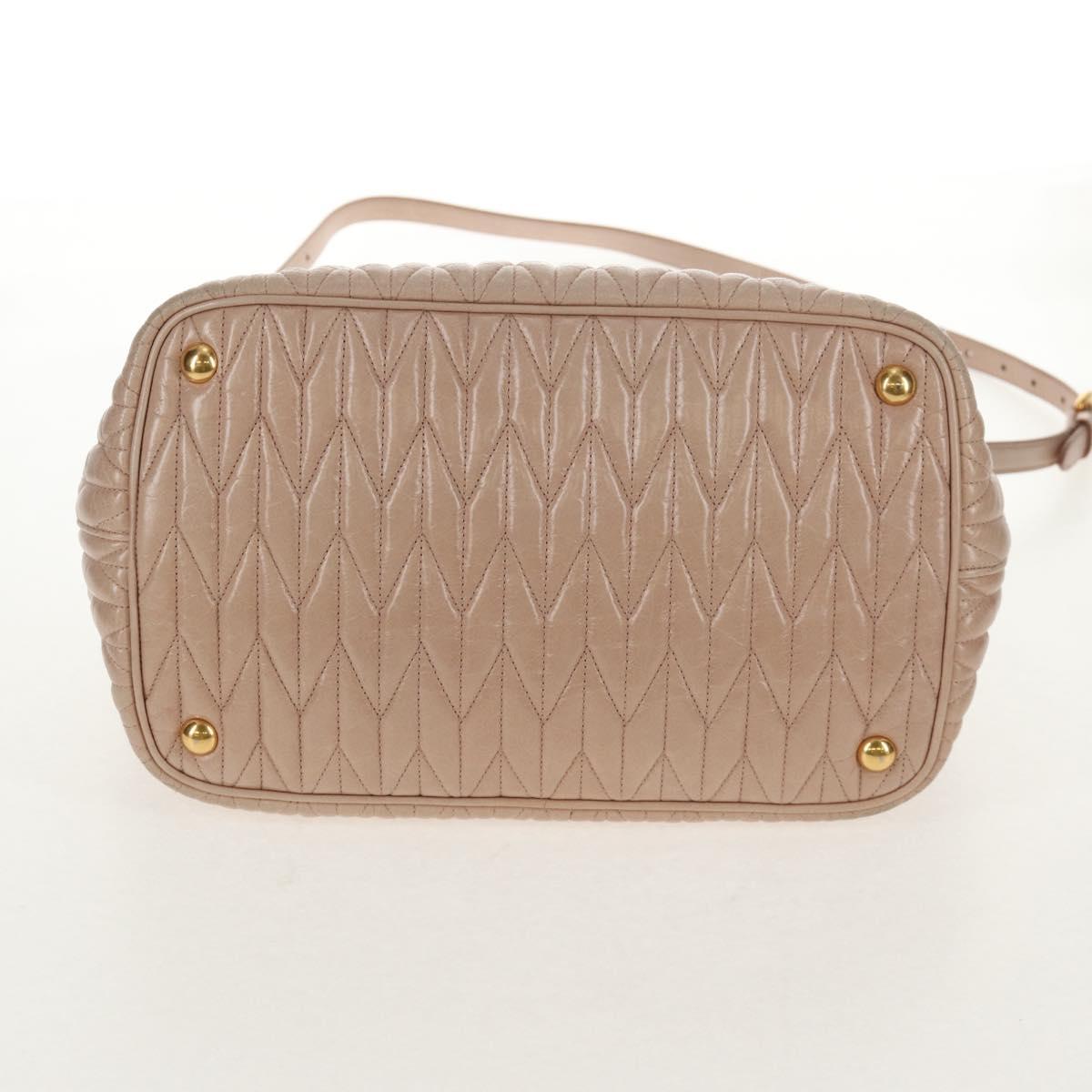 Miu Miu Hand Bag Leather 2way Gold pink beige Auth am9331V