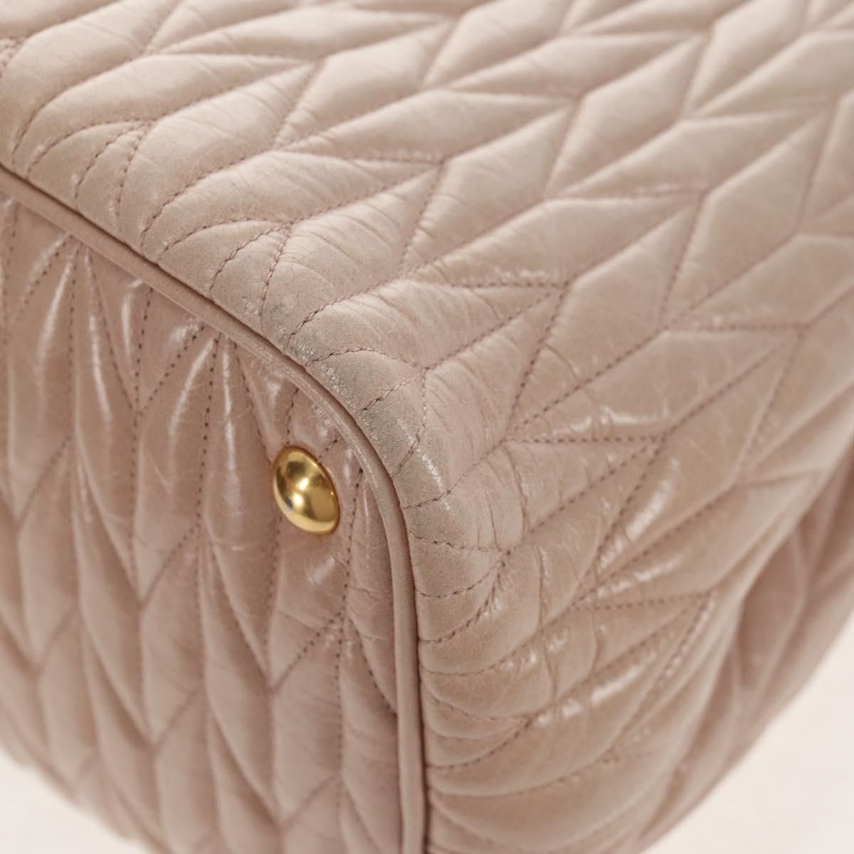 Miu Miu Hand Bag Leather 2way Gold pink beige Auth am9331V