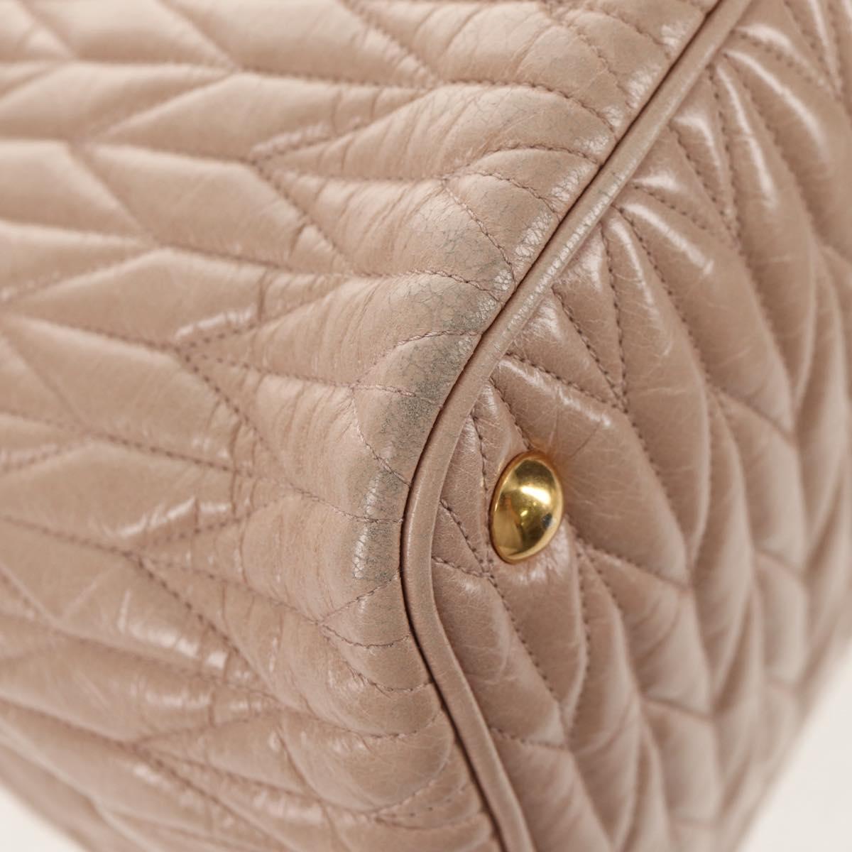 Miu Miu Hand Bag Leather 2way Gold pink beige Auth am9331V