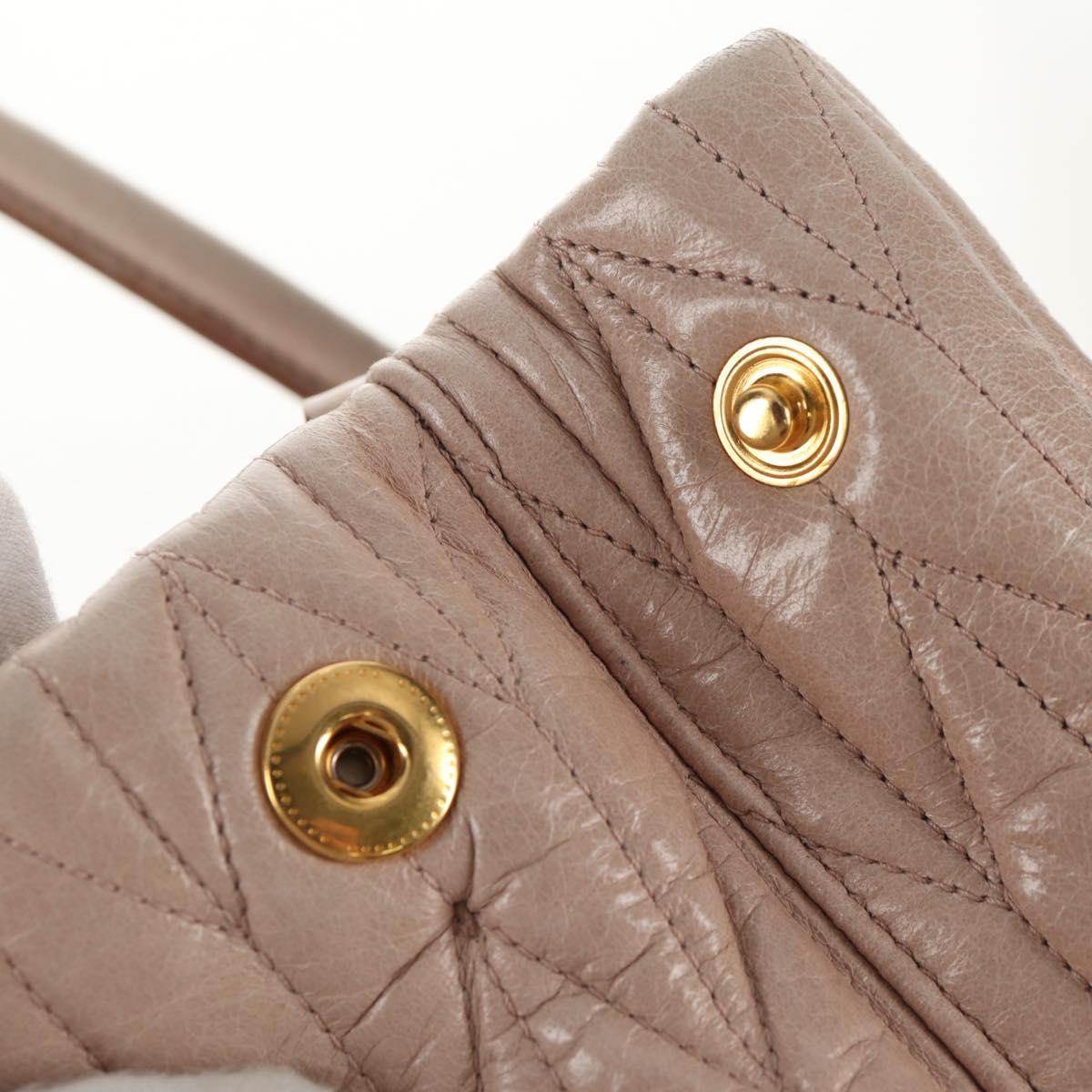 Miu Miu Hand Bag Leather 2way Gold pink beige Auth am9331V