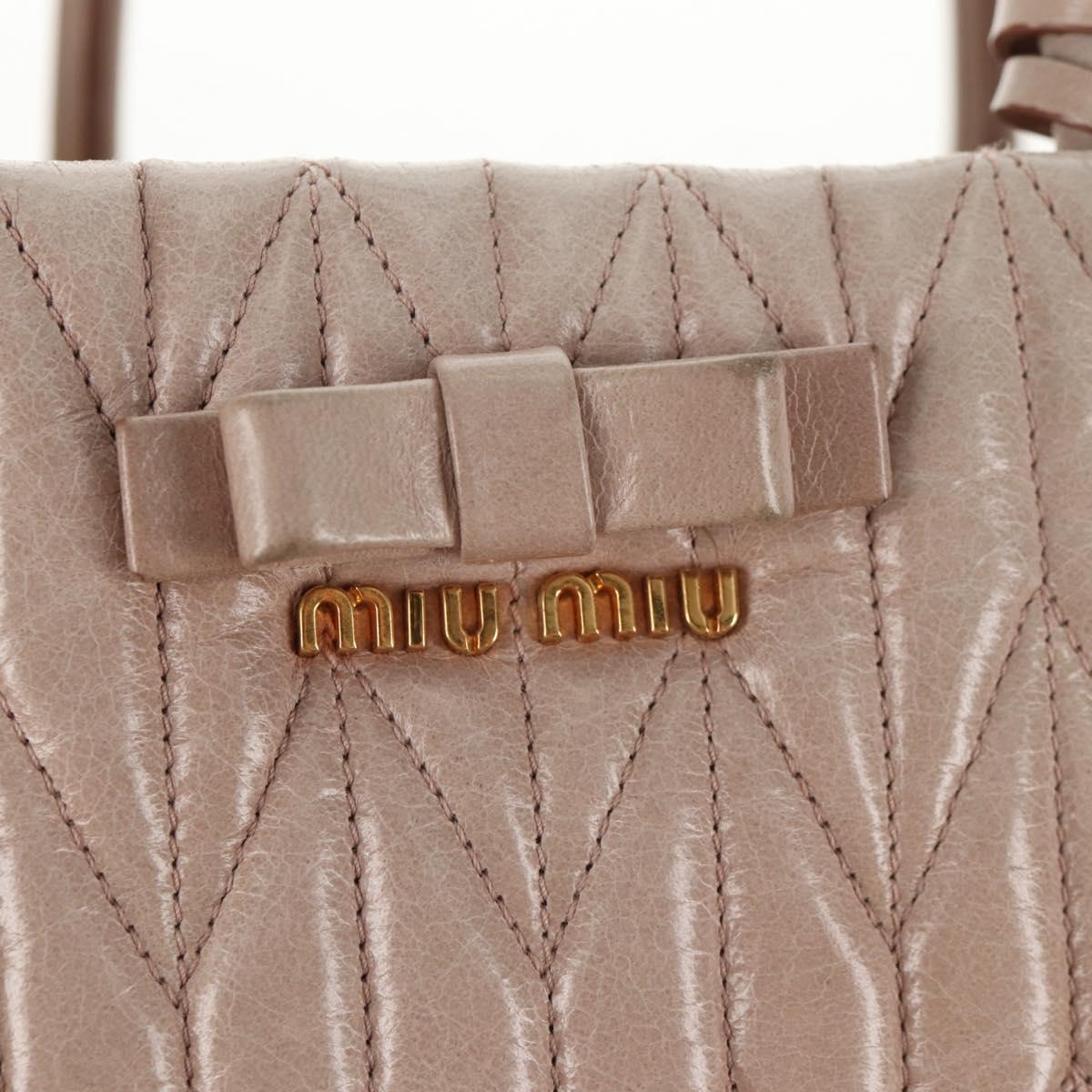 Miu Miu Hand Bag Leather 2way Gold pink beige Auth am9331V