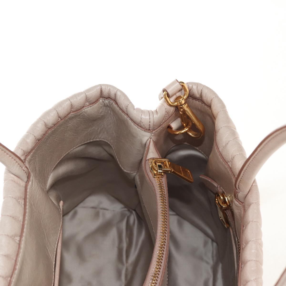 Miu Miu Hand Bag Leather 2way Gold pink beige Auth am9331V