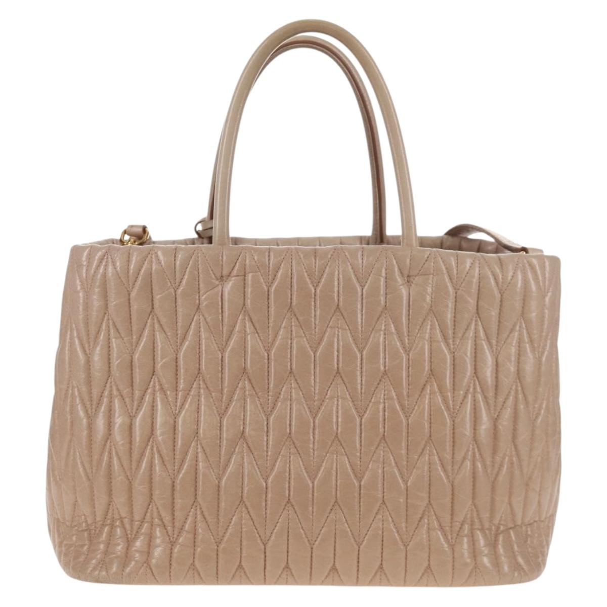 Miu Miu Hand Bag Leather 2way Gold pink beige Auth am9331V